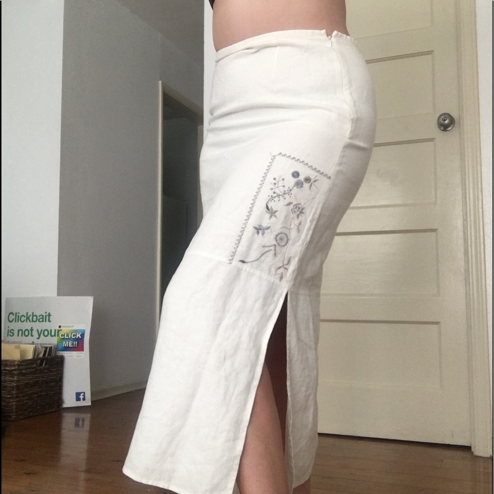 Cotton embroidered maxi skirt